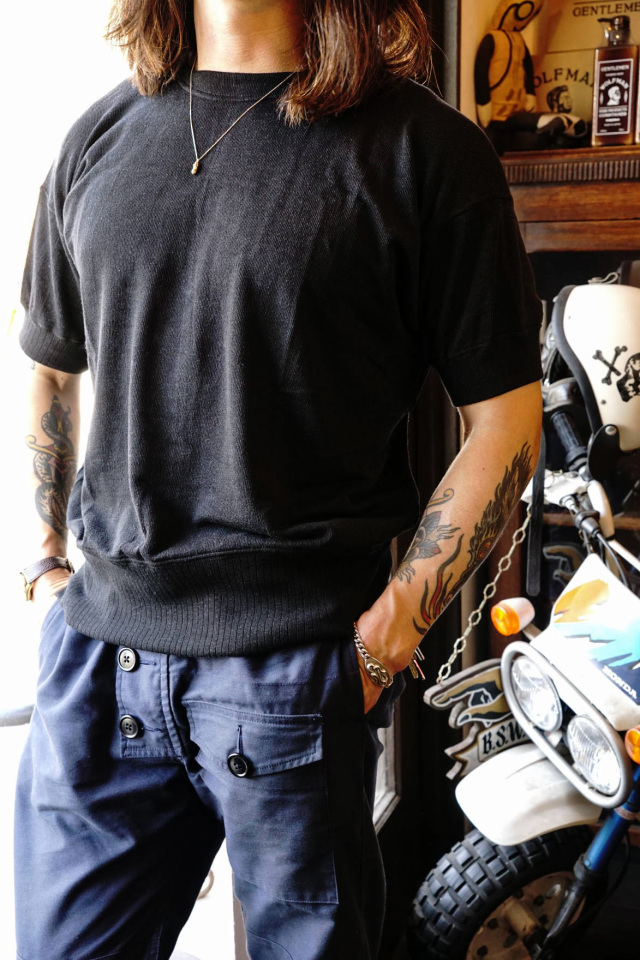 Olde Homesteader "Crew Neck Shortsleeve" - Extra Cotton Jersey - BLACK