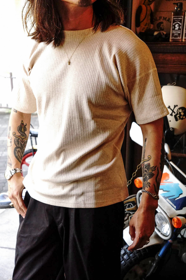 Olde Homesteader "Crew Neck Shortsleeve" - Extra Cotton Rib - ECRU