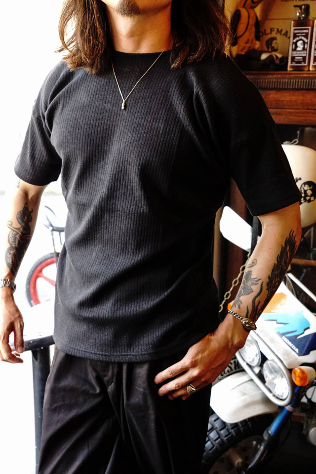 Olde Homesteader "Crew Neck Shortsleeve" - Extra Cotton Rib - BLACK