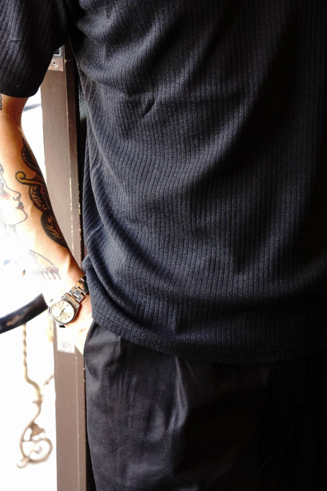 Olde Homesteader "Crew Neck Shortsleeve" - Extra Cotton Rib - BLACK