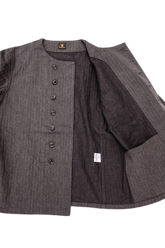 classic frenchwork blouson / grey herringbone