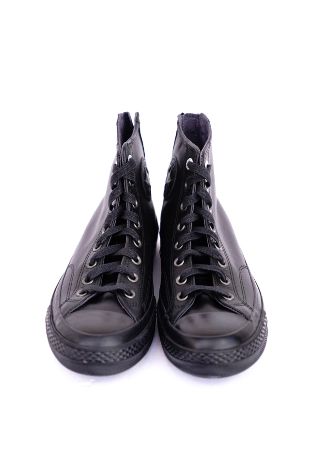 "CONVERSE CT70"'Chuck Taylor 70 BLACK ZIP HI "LEATHER" [BLACK/BLACK/DARK MOTH]