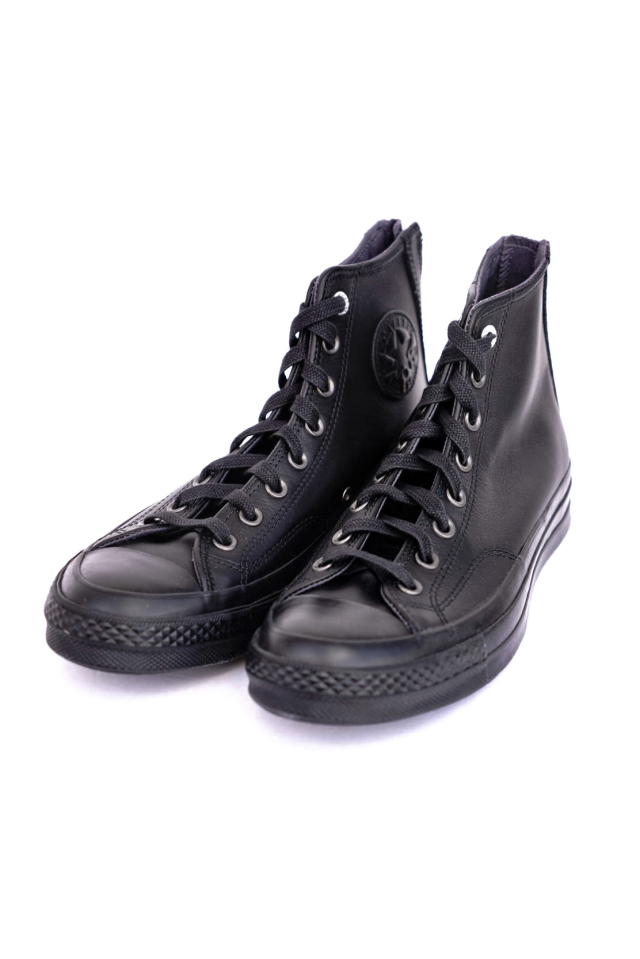 "CONVERSE CT70"'Chuck Taylor 70 BLACK ZIP HI "LEATHER" [BLACK/BLACK/DARK MOTH]
