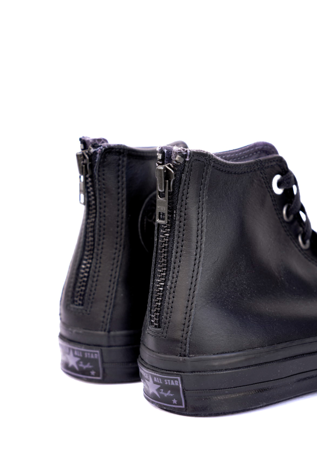 "CONVERSE CT70"'Chuck Taylor 70 BLACK ZIP HI "LEATHER" [BLACK/BLACK/DARK MOTH]