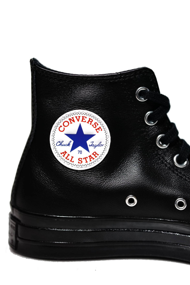 "CONVERSE CT70"'Chuck Taylor 70 HI "LEATHER" [BLACK/BLACK/WHITE]