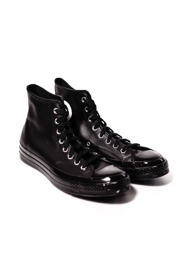 "CONVERSE CT70"'Chuck Taylor 70 HI "LEATHER" [BLACK/BLACK/WHITE]
