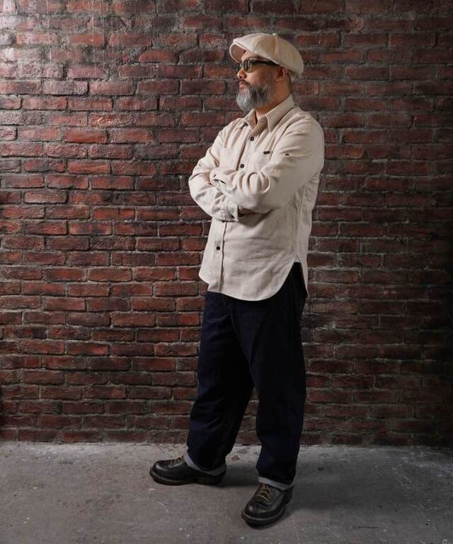 Mr.FATMAN "Johnny Cotton Flannel Shirt" IVORY