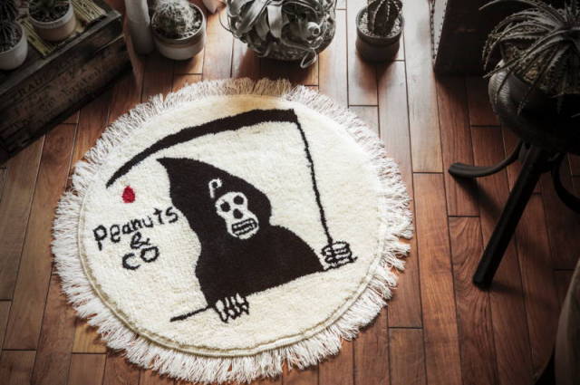 PEANUTS & Co.×Scum boy tattoo ORIFINAL HANDMADE RUG GRIM REPER
