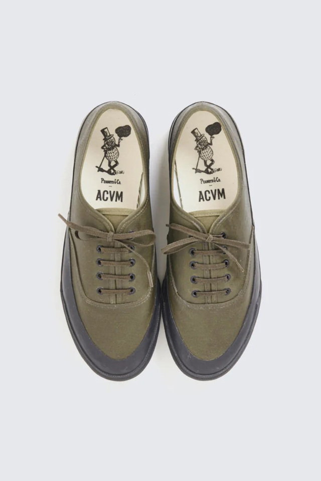 Peanuts&Co.×ACVM ACV-SNK01WX-PNT "WAXED COTTON P-DECK SHOES" OLIVE