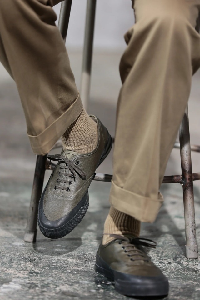 Peanuts&Co.×ACVM ACV-SNK01WX-PNT "WAXED COTTON P-DECK SHOES" OLIVE