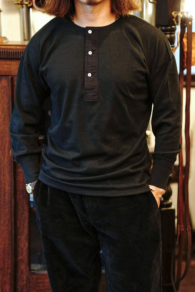 Olde Homesteader "Henley Neck Long sleeve" -Rustic Jersey- BLACK