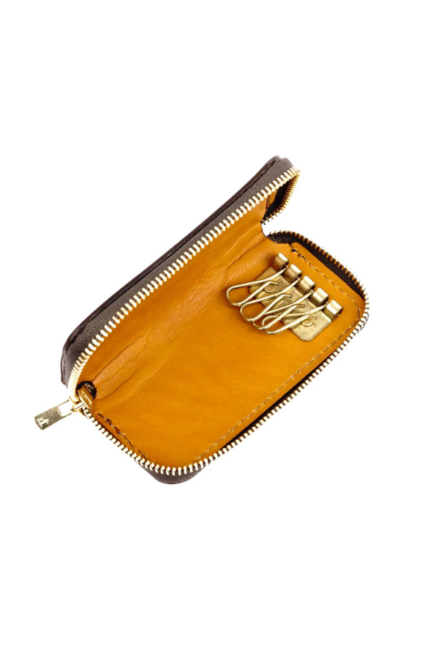 LEATHER VOYAGE ROUND ZIP KEY CASE