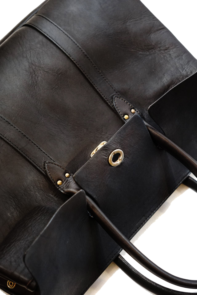 VASCO "LEATHER SADDLE TOTE BAG" BLACK