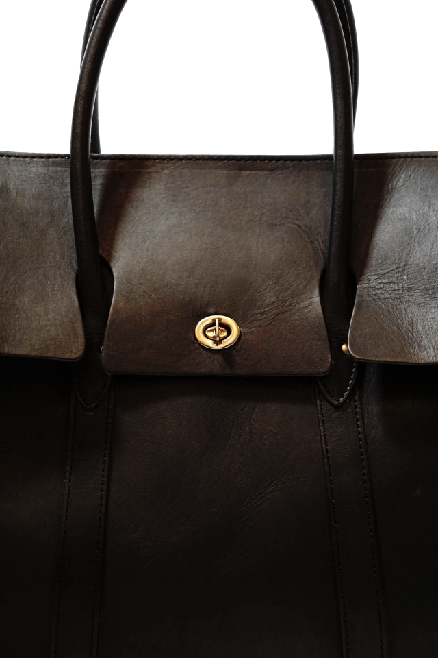 VASCO "LEATHER SADDLE TOTE BAG" BLACK
