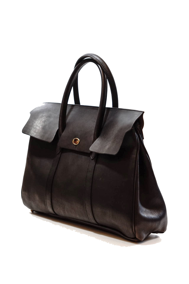 VASCO "LEATHER SADDLE TOTE BAG" BLACK