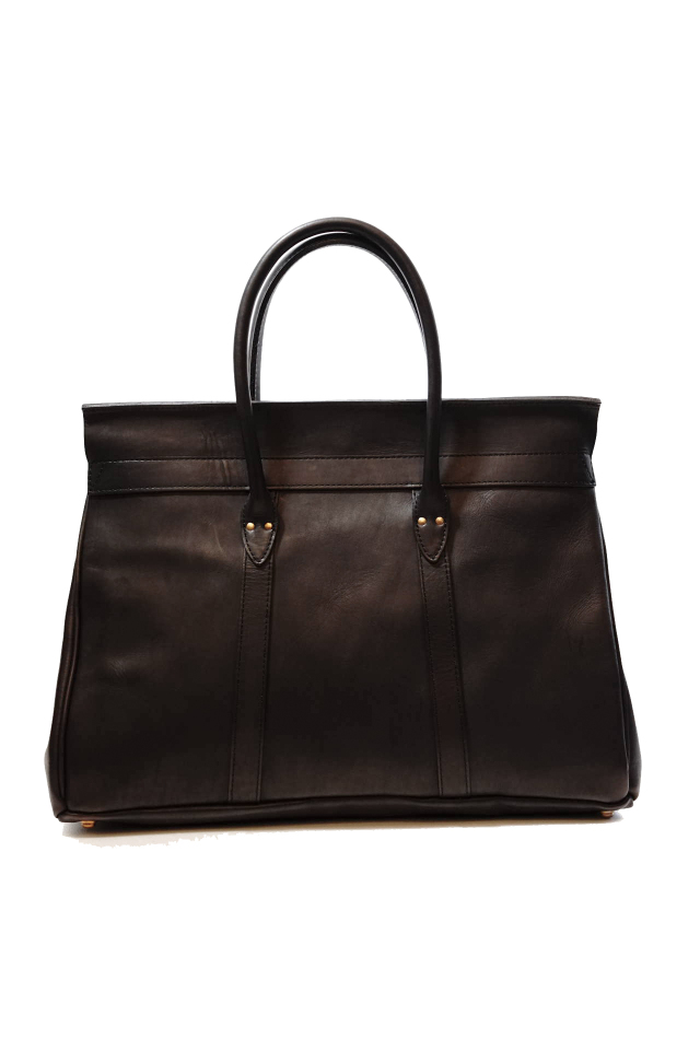 VASCO "LEATHER SADDLE TOTE BAG" BLACK