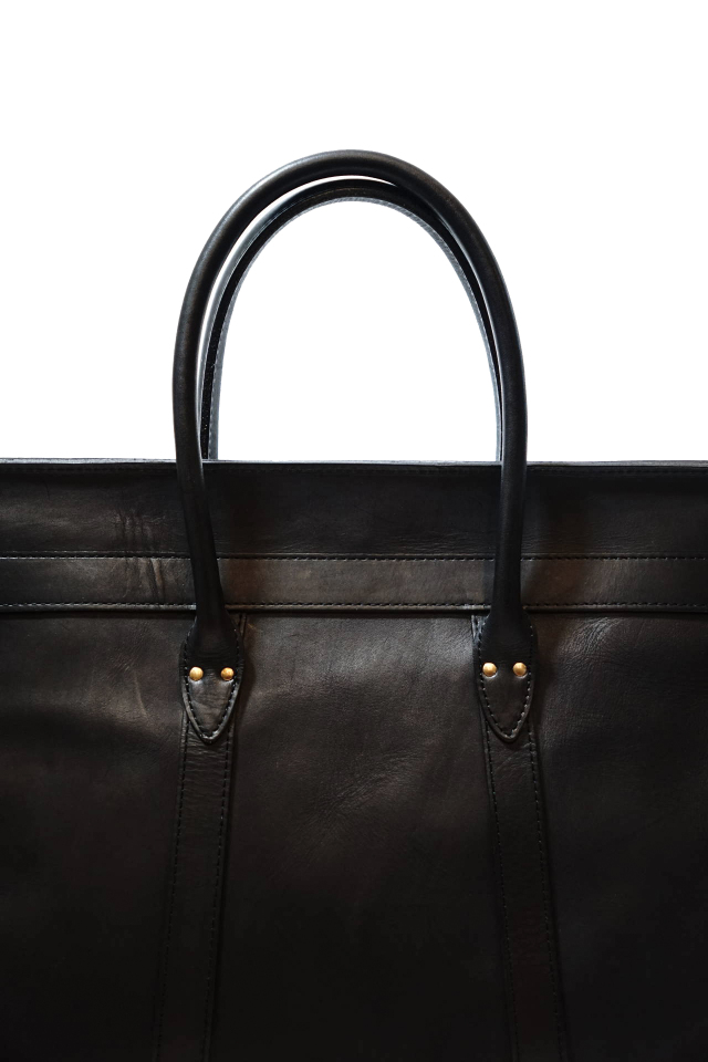 VASCO "LEATHER SADDLE TOTE BAG" BLACK