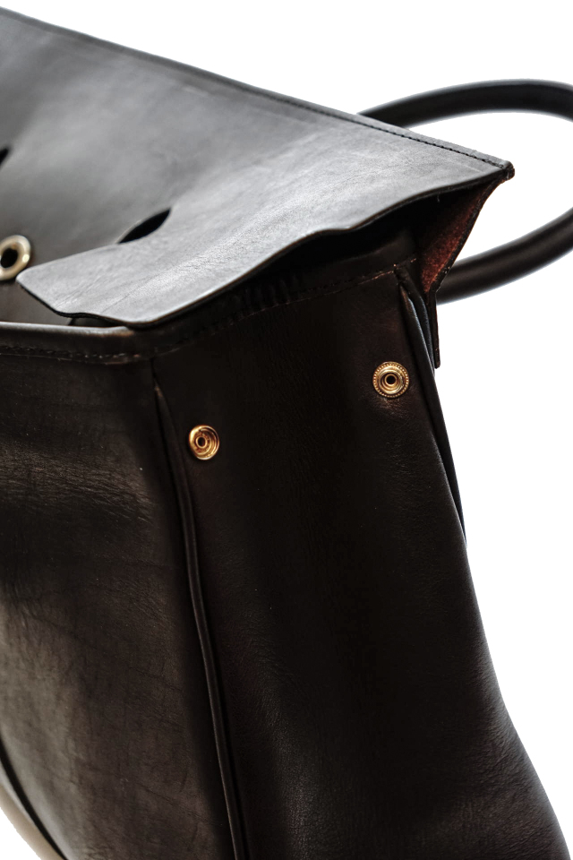 VASCO "LEATHER SADDLE TOTE BAG" BLACK