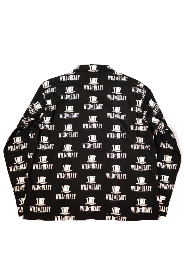 WILD AT HEART "SILK HAT" Cotton Open Collar L/S Shirt WHITE