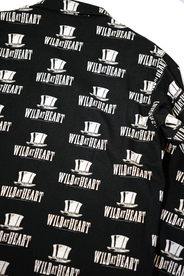 WILD AT HEART "SILK HAT" Cotton Open Collar L/S Shirt WHITE