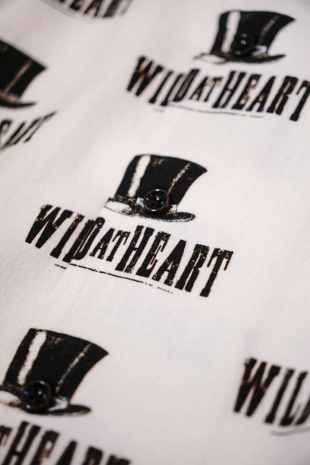 WILD AT HEART "SILK HAT" Cotton Open Collar L/S Shirt WHITE