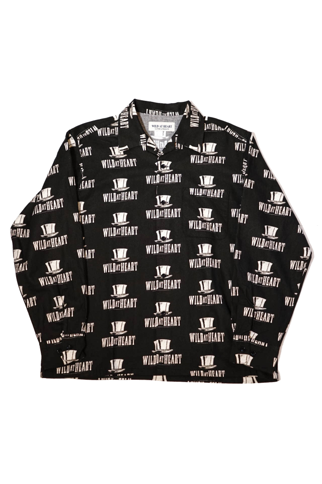 WILD AT HEART "SILK HAT" Cotton Open Collar L/S Shirt WHITE