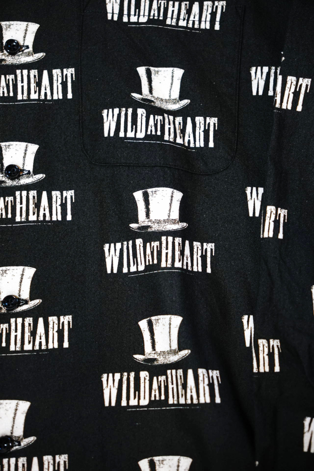 WILD AT HEART "SILK HAT" Cotton Open Collar L/S Shirt WHITE