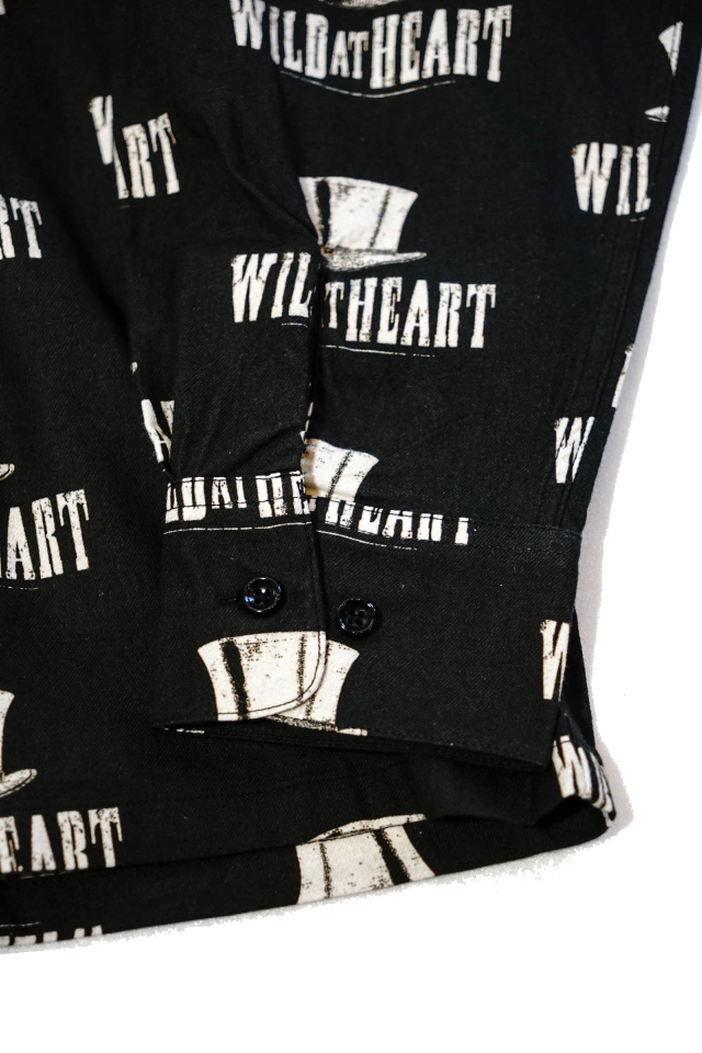 WILD AT HEART "SILK HAT" Cotton Open Collar L/S Shirt WHITE