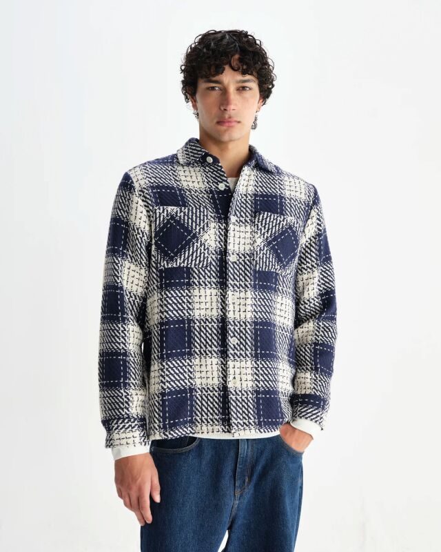 wax london Whiting - Navy Marine Beatnik Overshirt
