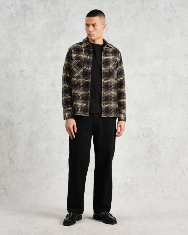wax london Whiting - Black And Yellow Hutton Check Overshirt
