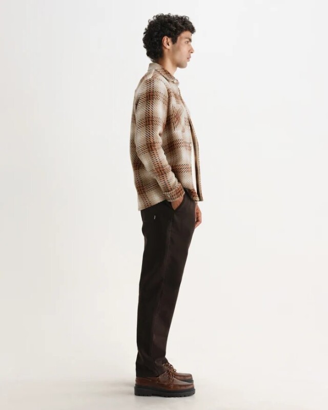 wax london Whiting - Natural And Ecru Overlap Check Overshirt