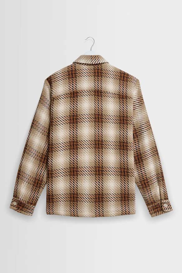 wax london Whiting - Natural And Ecru Overlap Check Overshirt