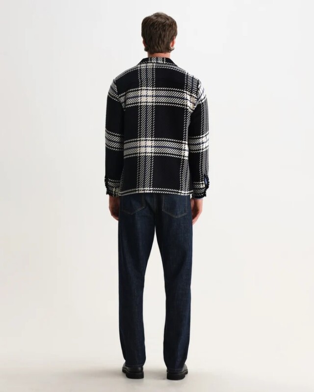 wax london Whiting - Black And Ecru Oversize Grid Check Overshirt