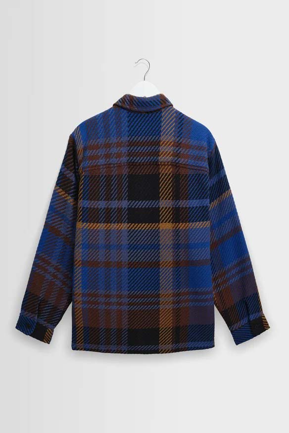 wax london Whiting - Blue And Brown Bold Check Overshirt