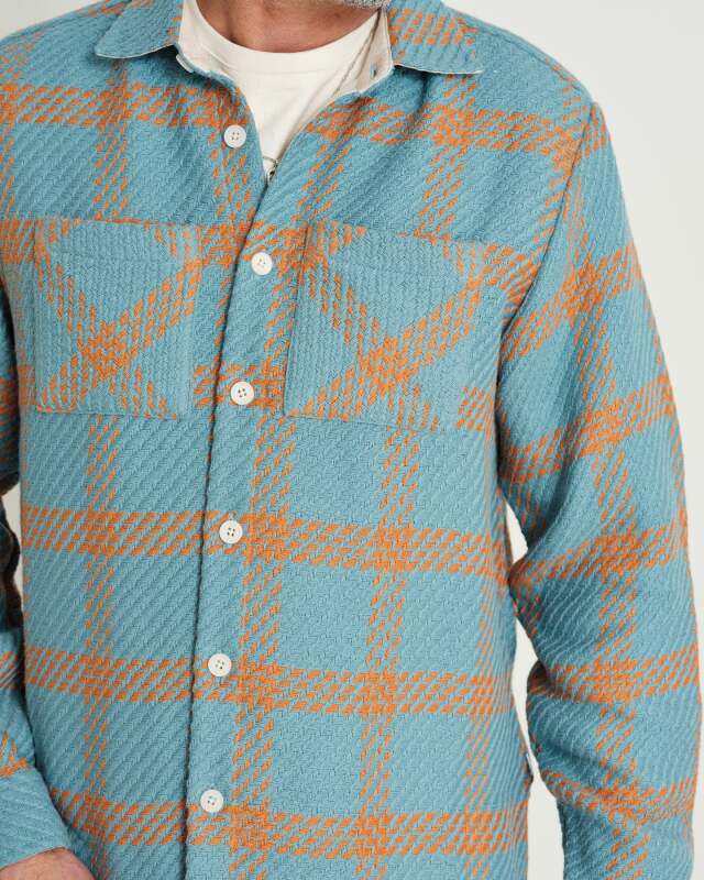 wax london "Whiting Overshirt" Teal/Orange