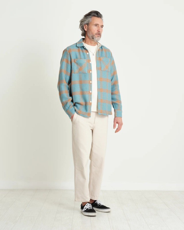 wax london "Whiting Overshirt" Teal/Orange