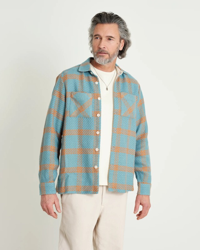 wax london "Whiting Overshirt" Teal/Orange