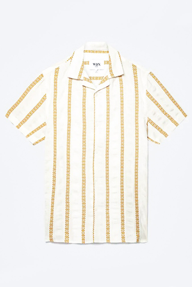 wax london "DIDCOT SS SHIRT" ECRU LENO STRIPE