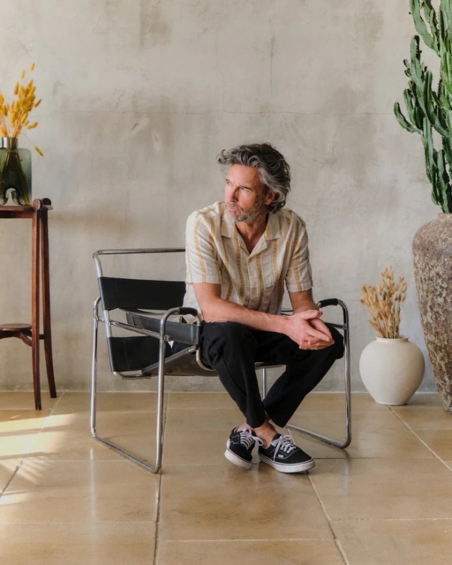 wax london "DIDCOT SS SHIRT" ECRU LENO STRIPE