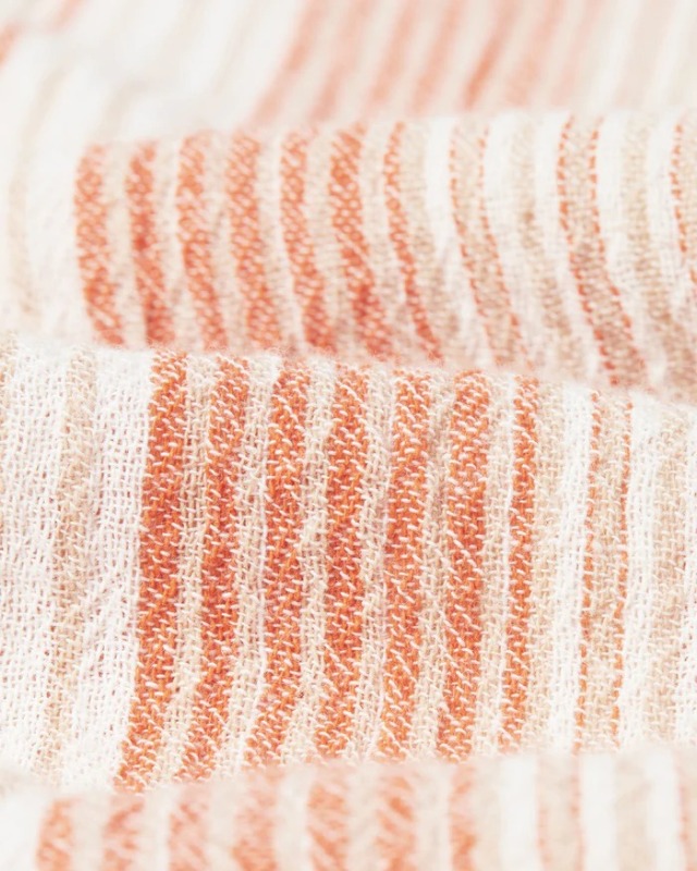 wax london "DIDCOT SS SHIRT" CRINKLE STRIPE ORANGE