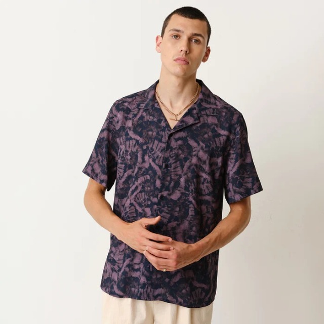 wax london "DIDCOT SS SHIRT" TIE-DYE PURPLE