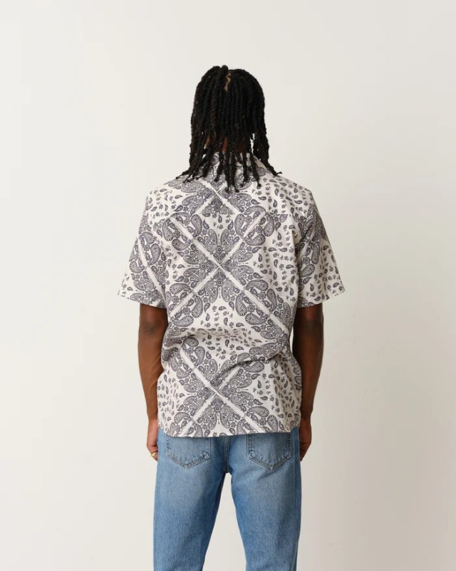 wax london "DIDCOT SS SHIRT" PAISLEY OFF WHITE/NAVY
