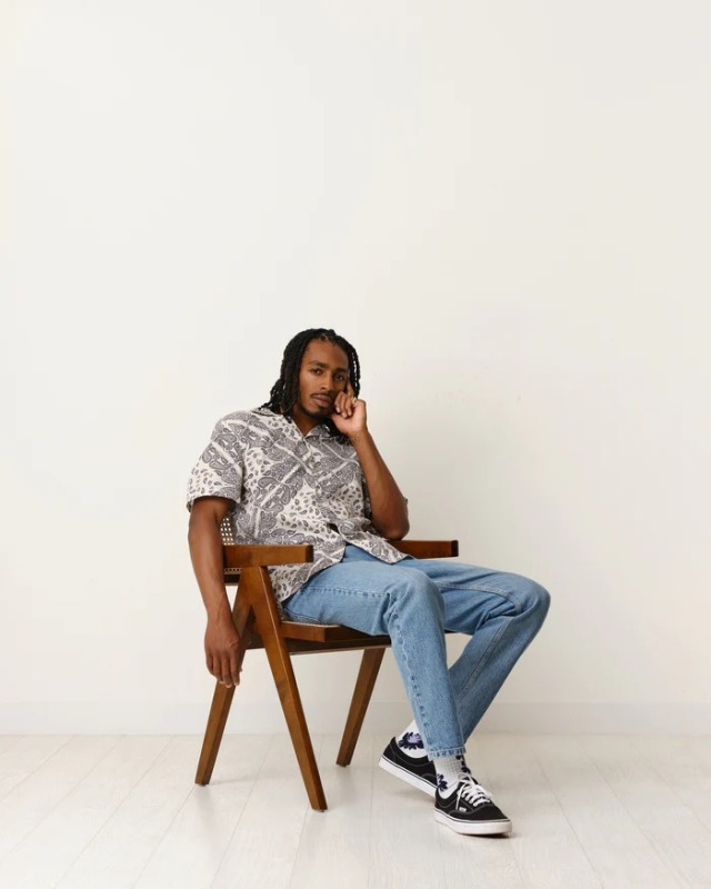 wax london "DIDCOT SS SHIRT" PAISLEY OFF WHITE/NAVY