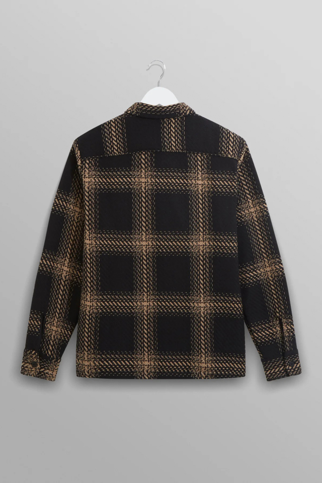 wax london "Whiting Overshirt" Black/Beige Zap Check