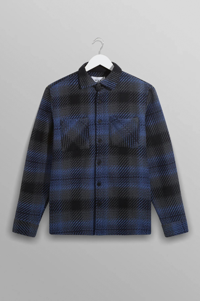 wax london "Whiting Overshirt" Navy/Blue Dusk Check