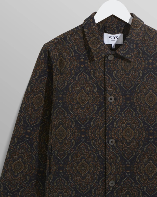 wax london "Iggy Jacket" Navy/Green Jacquard