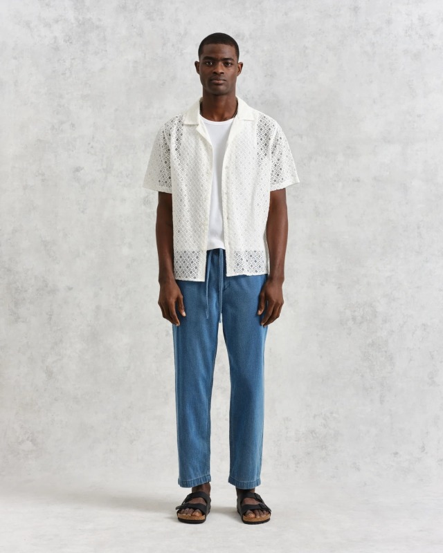 wax london "Didcot Shirt" White Corded Lace