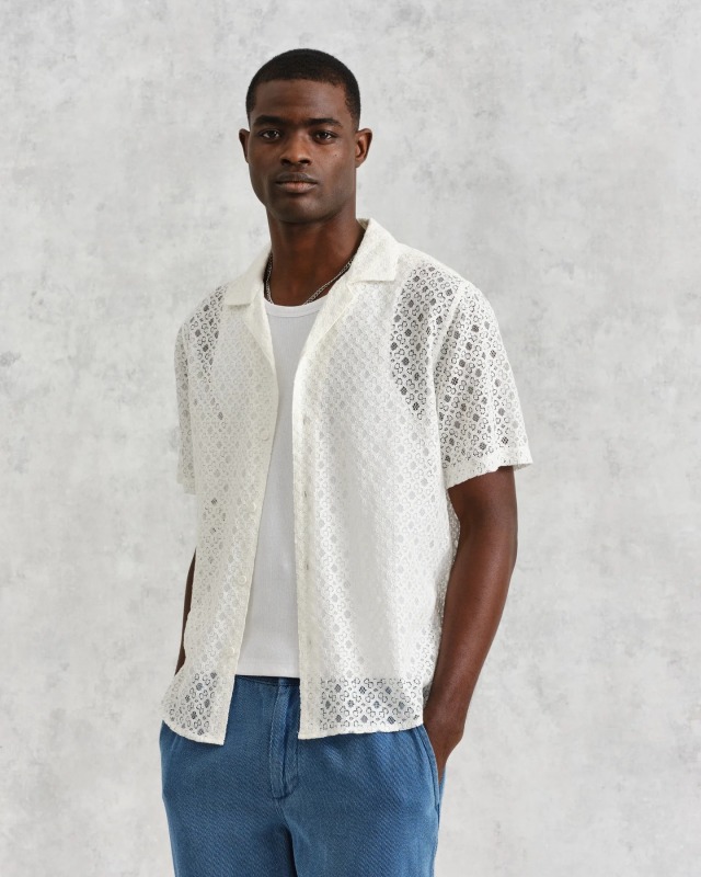 wax london "Didcot Shirt" White Corded Lace