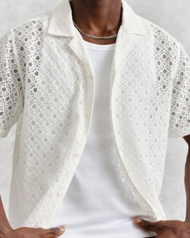 wax london "Didcot Shirt" White Corded Lace