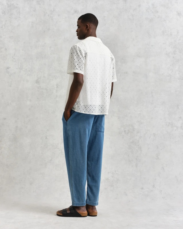 wax london "Didcot Shirt" White Corded Lace